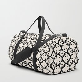 Floral vintage ornament pattern in black Duffle Bag
