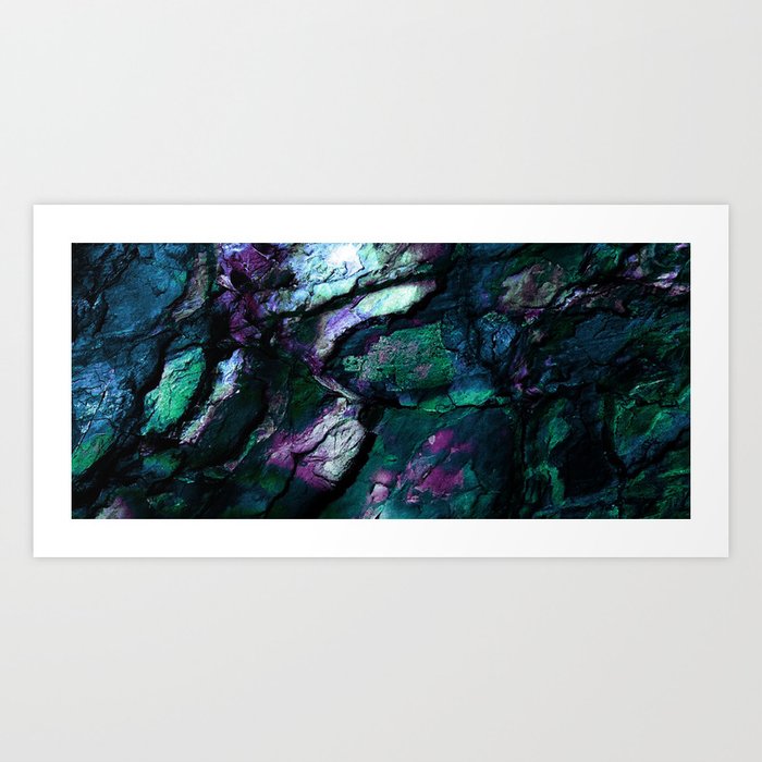 Textured Minerals teal purple green Art Print