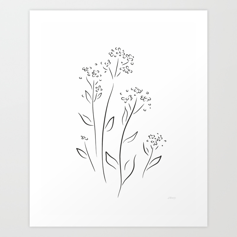 Forget Me Not Sketch Minimalist Flowers Art Print Art Print By Rootsart Society6