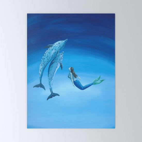 Mermaid Dolphin No 3 Mini Art Print By Eweglein