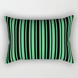 Emerald Green and Black Vertical Var Size Stripes Rectangular Pillow