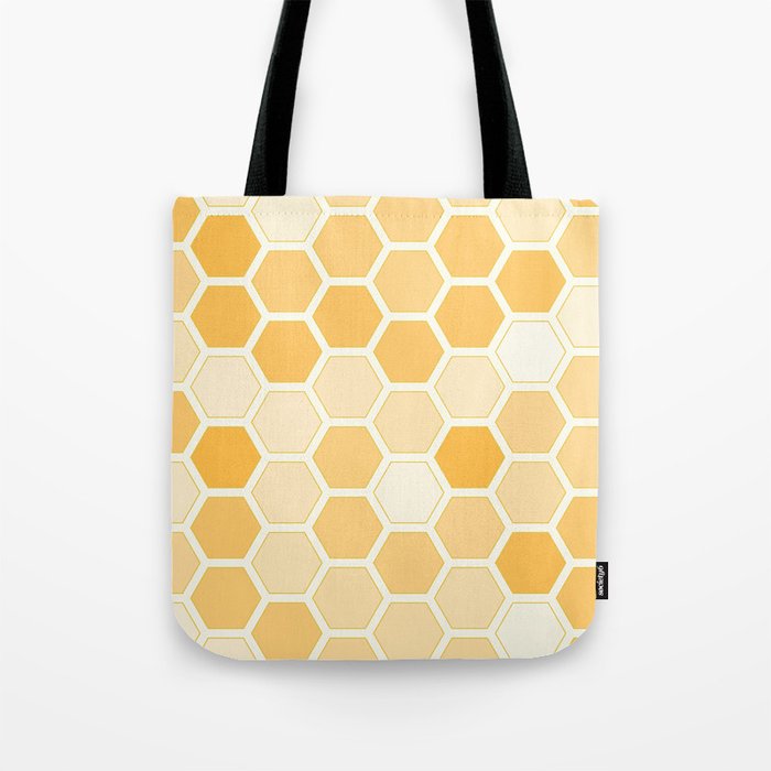 Honeycomb seamless pattern. Bee hive mosaic background of hexagon shapes. Tote Bag