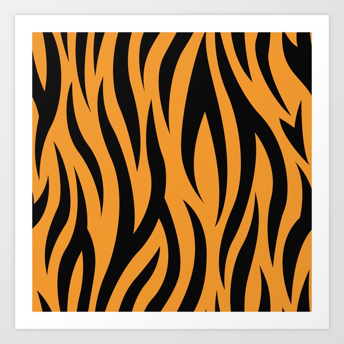 Tiger Stripes Pattern - Orange, Black Art Print