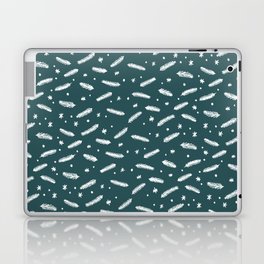 Christmas branches and stars - teal Laptop Skin