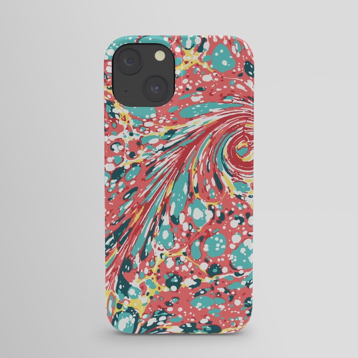 Boho bubbles and twirl pattern pink and blue iPhone Case