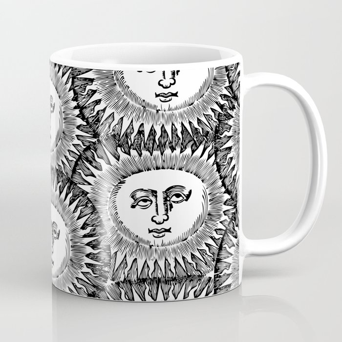 Sun Black and white face illustration  Coffee Mug