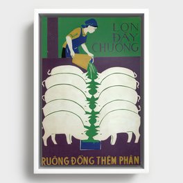 Vietnamese Poster 'More Livestock, More Manure' Framed Canvas