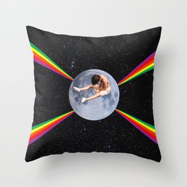 Rainbow Moon Throw Pillow