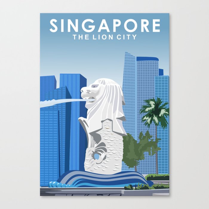Singapore Lion City Travel Poster Canvas Print