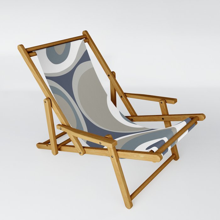 Psychedelic Retro Abstract Design in Navy Blue, Grey and Neutral Tones Sling Chair