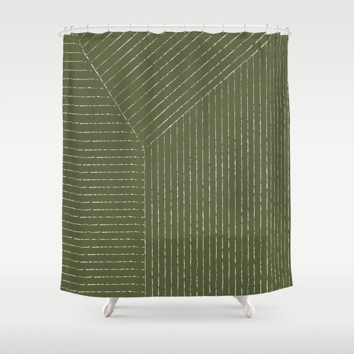 Lines (Moss Green) Shower Curtain