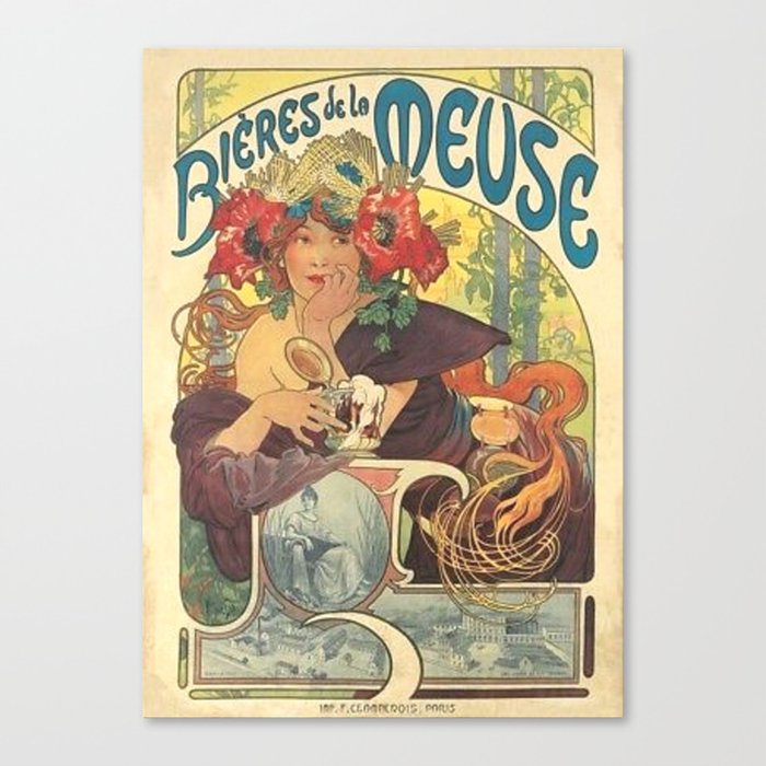 Alfons Mucha Art Nouveau Beer Ad Canvas Print