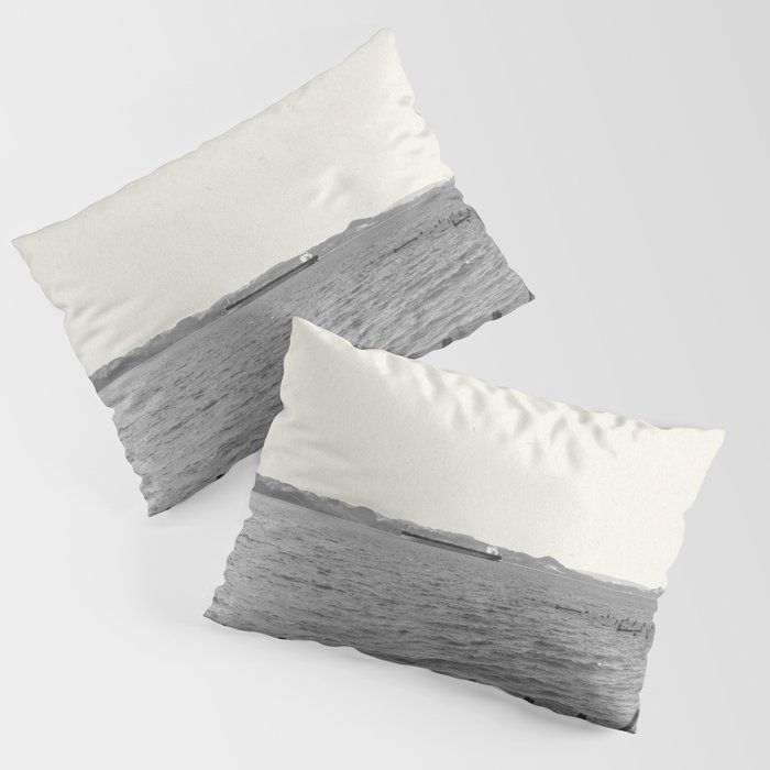 Astoria Oregon | Black and White Panoramic Photography Pillow Sham