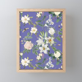 White Flowers Vintage Botanical Illustration Collage at  Veri Peri  Framed Mini Art Print