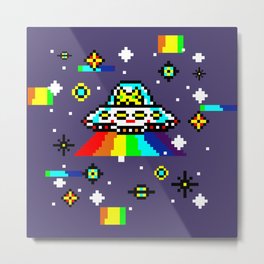 Cats Invaders Metal Print | Cat, Rainbow, 8Bit, Comic, Graphicdesign, Space, Spaceship, Cool, Alien, Surreal 