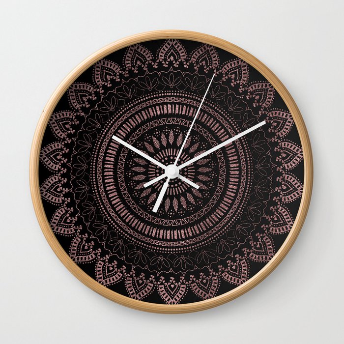 Modern tribal rose gold mandala design Wall Clock
