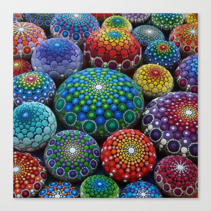 Jewel Drop Mandala Stone Collection #1 Canvas Print