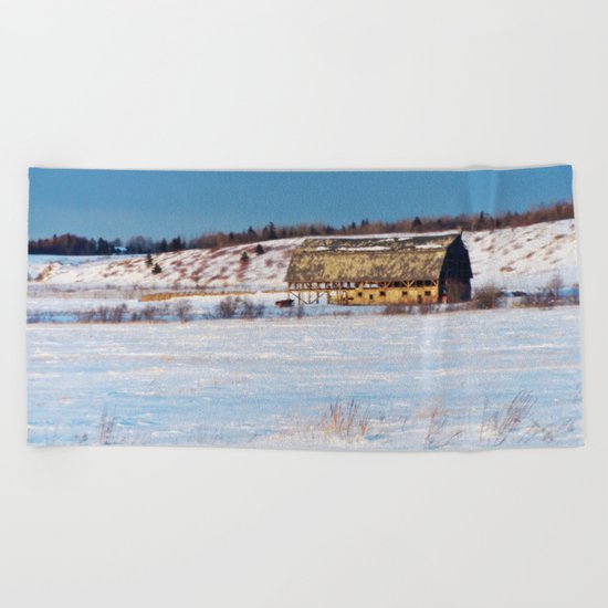 Barn gets a little glow from the Sun as it sits, waiting to be torn apart. Beach Towel