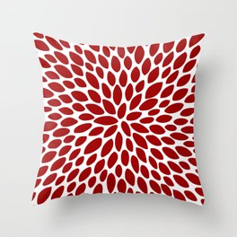 Christmas Floral Bloom, Red and White Throw Pillow