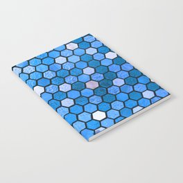Blue Honeycomb Hexagon Mosaic Window Notebook