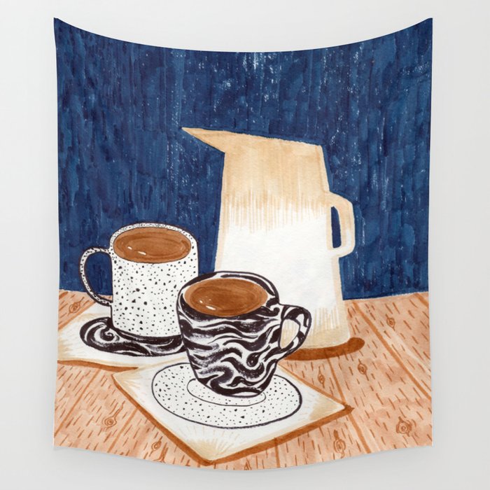 Coffee for Two Drawing by Amanda Laurel Atkins Wall Tapestry