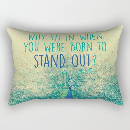 Peacock Spreading Feathers Rectangular Pillow