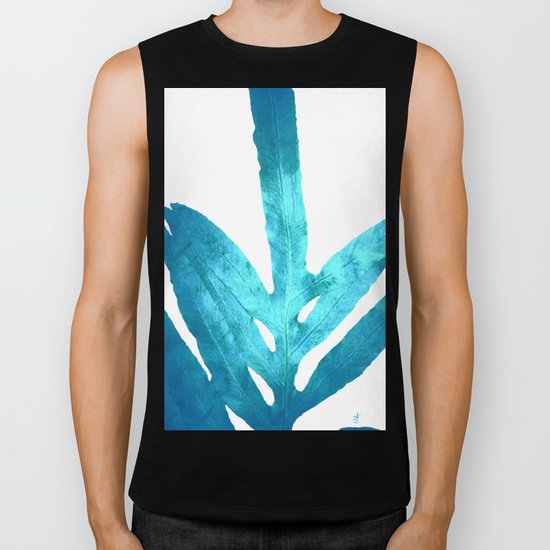 Ocean Blue Fern Biker Tank