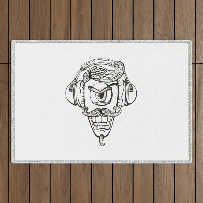 Cyclops listens to music. Outdoor Rug