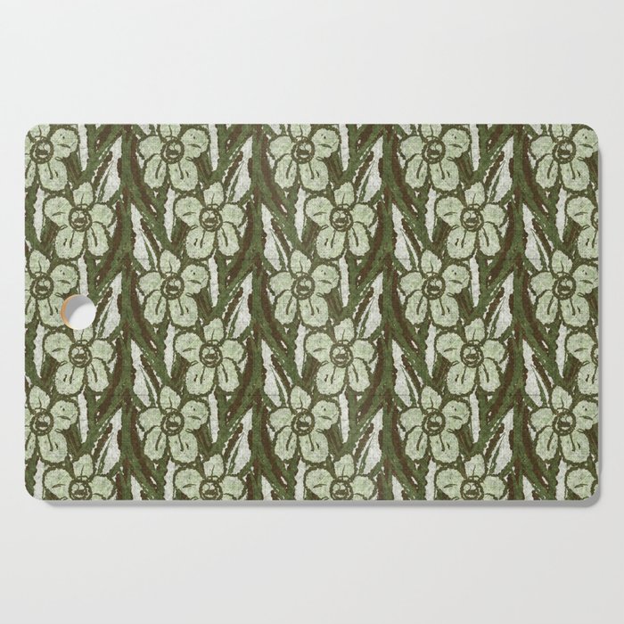 Floral bloom seamless hand drawn linen style pattern 2 Cutting Board