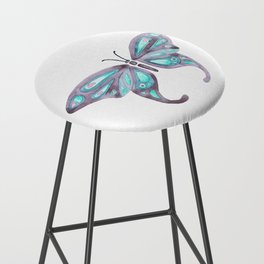 Watercolor Butterfly - Grey Teal Bar Stool