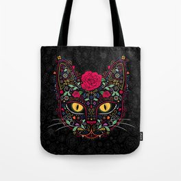 Day of the Dead Kitty Cat Sugar Skull Tote Bag