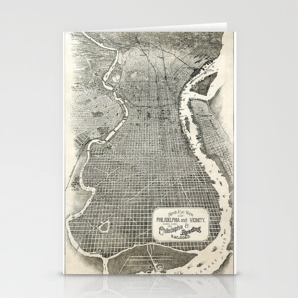 Philadelphia-Pennsylvania-United States-1870 vintage pictorial map Stationery Cards