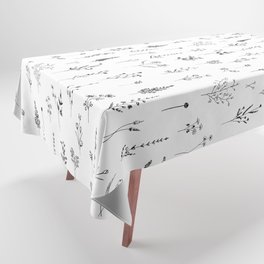 White Wildflowers Pattern Tablecloth