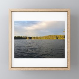 Sun Shining Through Clouds on Lake Framed Mini Art Print