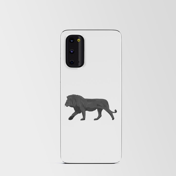 digital painting of a black lion Android Card Case