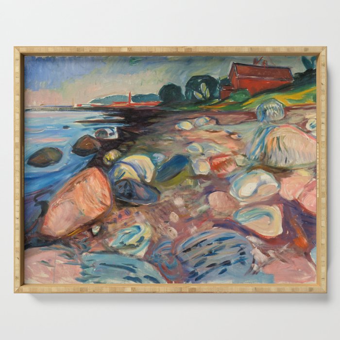 Edvard Munch Shore with Red House, 1904 Serving Tray