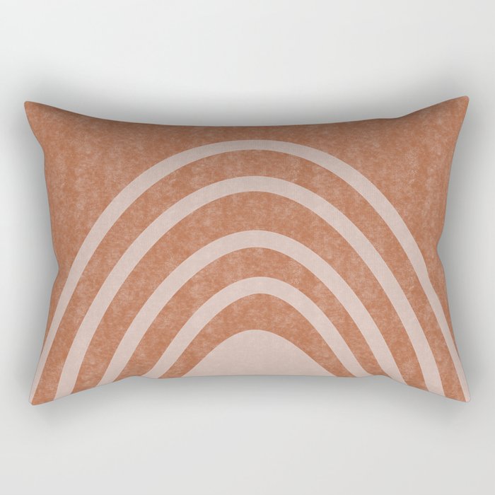 Mid Century Terracotta Rainbow Rectangular Pillow