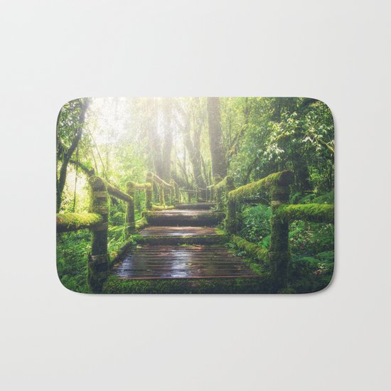 Green Jungle Forest Path Bath Mat