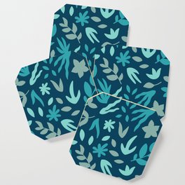 Floral Cutouts - Mid Century Modern Abstract Coaster