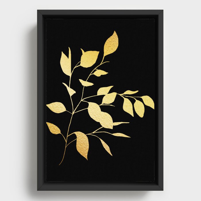 Gold & Black Leaves Framed Canvas