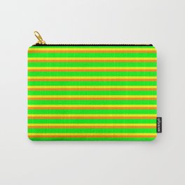 [ Thumbnail: Yellow, Dark Orange, and Lime Colored Lined/Striped Pattern Carry-All Pouch ]