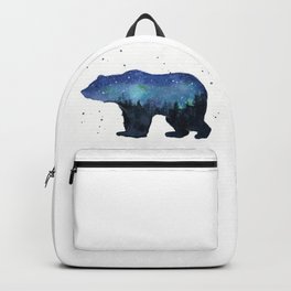 Forest Bear Silhouette Watercolor Galaxy Backpack | Space, Forest, Northernlights, Animal, Watercolorgalaxy, Illustration, Polarbear, Bear, Galaxy, Watercolor 