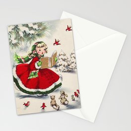 Vintage Christmas Girl Stationery Card