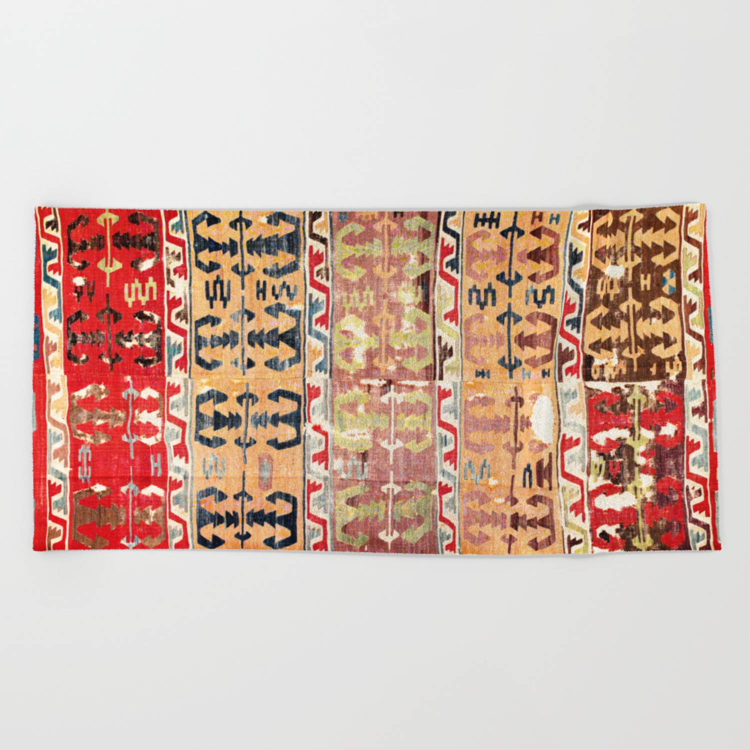 Sivrihisar Antique Eskisehir Turkish Kilim Print Beach Towel By Vickybragomitchell Society6