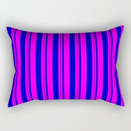 [ Thumbnail: Fuchsia & Blue Colored Lines Pattern Rectangular Pillow ]