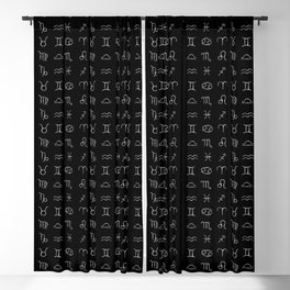 Zodiac constellations symbols in silver Blackout Curtain