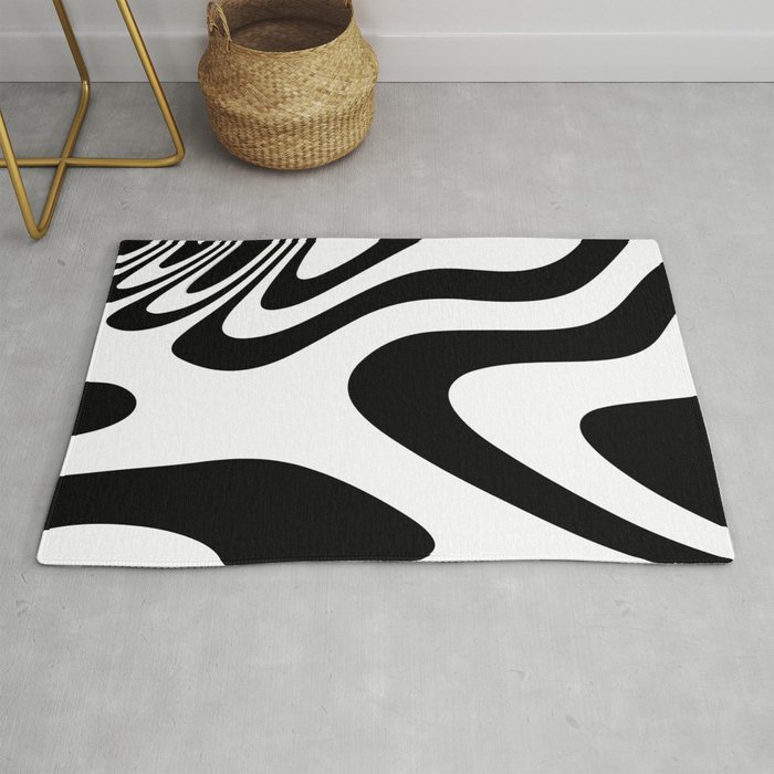 Black and White Zebra Abstract Marble Pattern Design  Rug