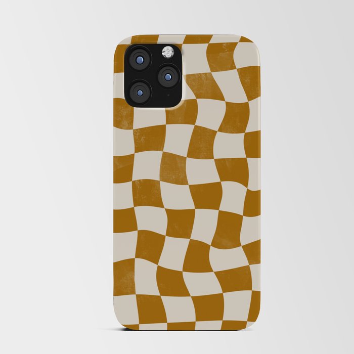 Warped Checkerboard - Gold Orange iPhone Card Case