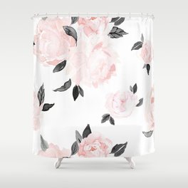Vintage Blush Floral - BW Shower Curtain