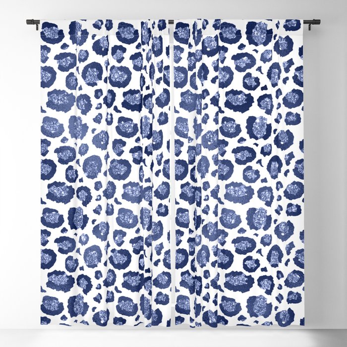 Blue & White Leopard Print  Blackout Curtain
